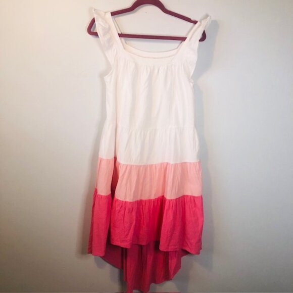 Seyurigaoka Women Summer Ruffled Sleeve Dress, Contrast Color/Solid Colo… - Picture 1 of 8
